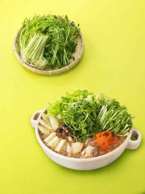 豆苗と水菜の青菜鍋