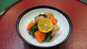 里芋と鶏肉の煮物 シークヮーサー風味